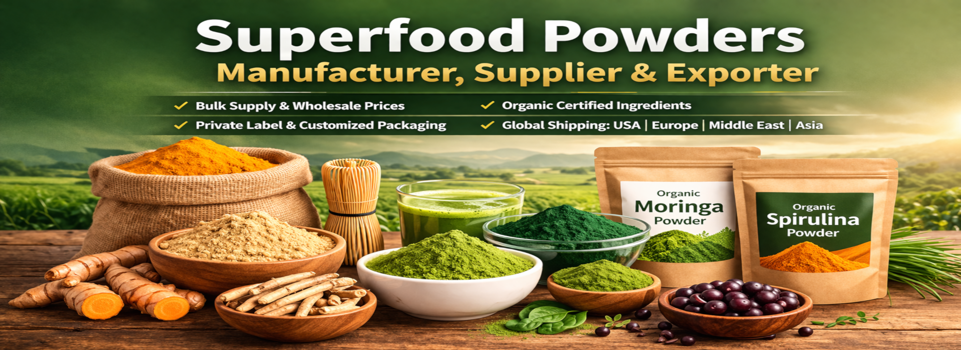 Bulk Superfoods & Herbs Powder Supplier in India | Shree Overseas Exports