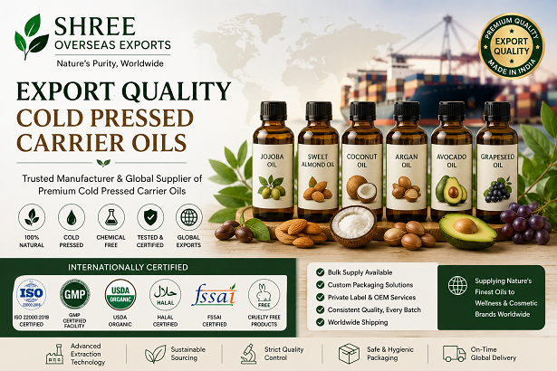 Export quality cold pressed carrier oils supplier