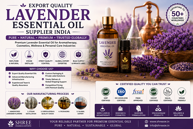 Export quality lavender essential oil supplier India