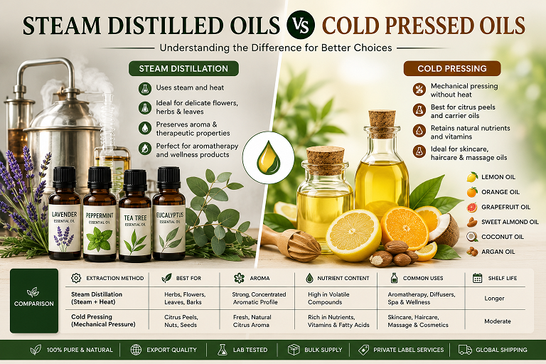 Steam distilled vs cold pressed oils comparison